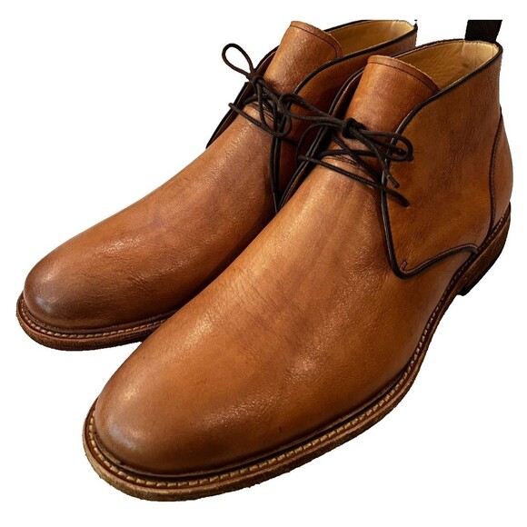 Warfield & Grand Landon Boots Men 12 Brown Leather Plain Toe Lace Up Chukka NEW main image 9